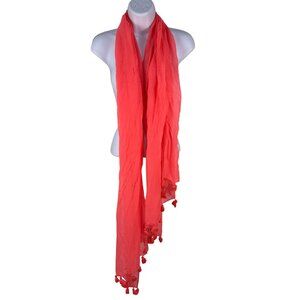 Old Navy Womens Coral Tassel Scarf Recycled Polyester One Size
